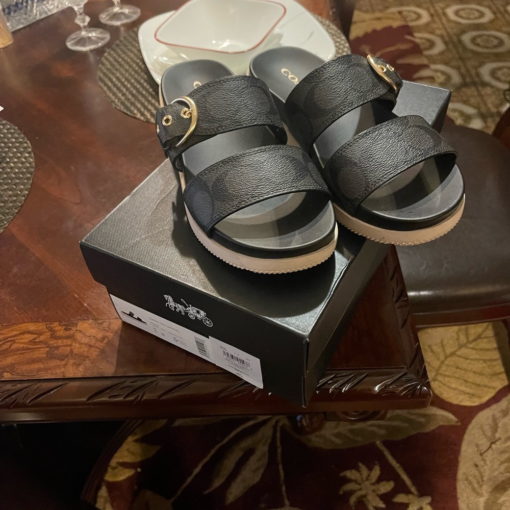 Coach Gwen Signature Sandal black and grey size 6B